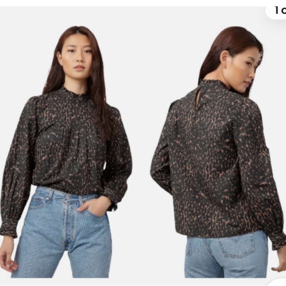 Rails Ariana Savannah Leopard Ruffle High Neck Pr… - image 1